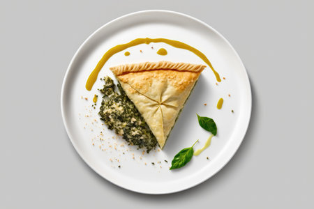 Spanakopita On Plate, White Backgroundの素材