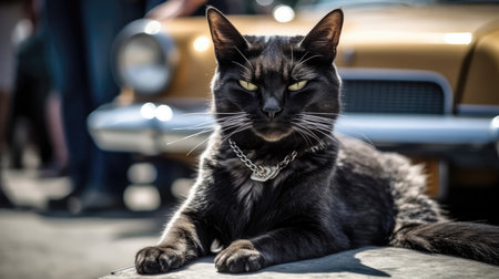 A Cat Attending A Car Showの素材
