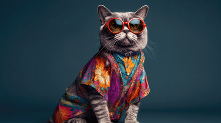 A Cat With Sunglasses Going To A Pottery Festivalの素材