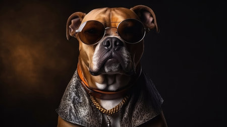 A Dog With Sunglasses Going To A Cigar Loungeの素材