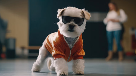 A Dog With Sunglasses Taking A Dance Classの素材