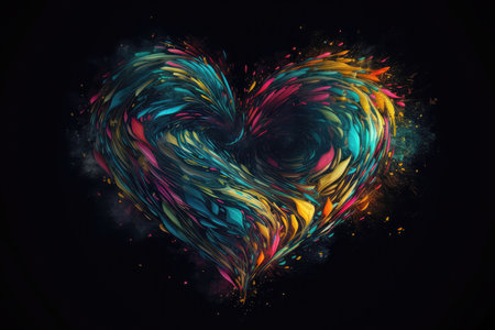 Colorful Heart Icon Black Backgroundの素材