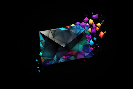 Colorful Mail Icon Black Backgroundの素材