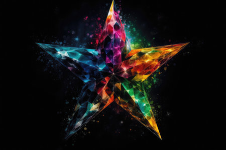 Colorful Star Icon Black Backgroundの素材