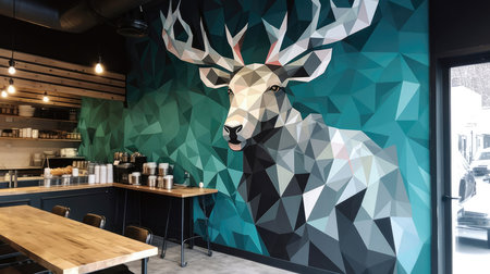 Living Living Room With Full Wall Geometric Dear Interior Designの素材