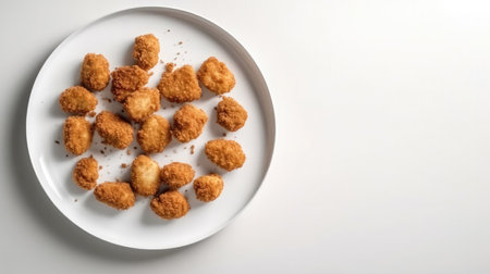 Top View, White Round Plate With Keto Chicken Nuggetsの素材