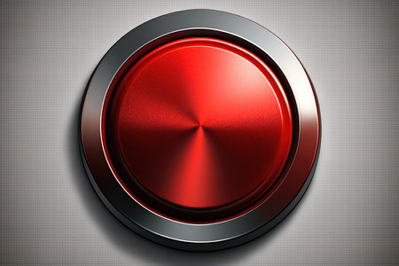 Large Red Button On Metallic Backgroundの素材
