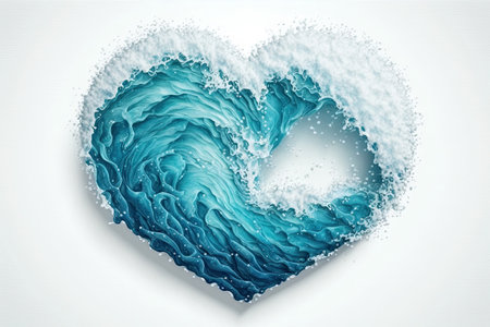 Sea Wave Light Blue In The Shape Of A Heartの素材
