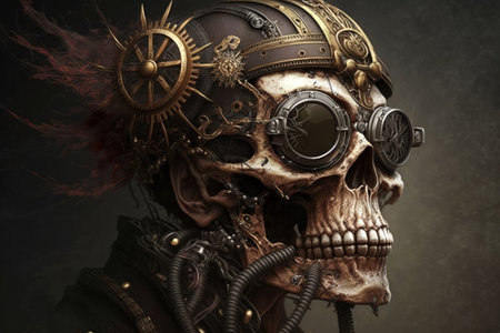 Steampunk Skull On Gray Backgroundの素材