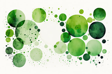 Watercolor Circles Green On White Backgroundの素材