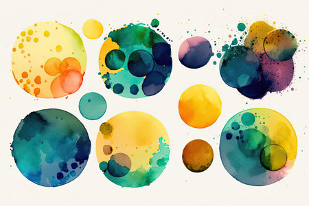 Watercolor Circles On White Background Web Designの素材