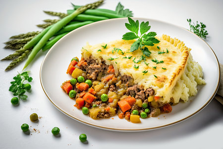 Vegan Shepherds Pie On A White Backgroundの素材