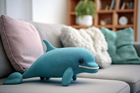 A Common Bottlenosed Dolphin Toy On The Couchの素材