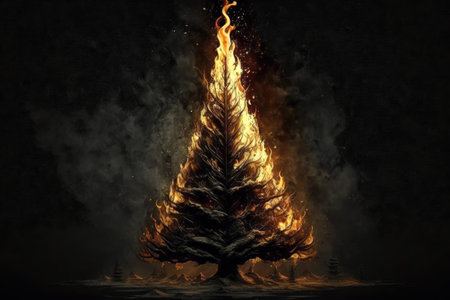 Burning Christmas treeの素材