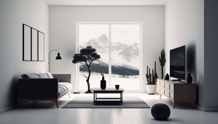 A Minimalist Living Room With Only Essential Furniture And Decorの素材