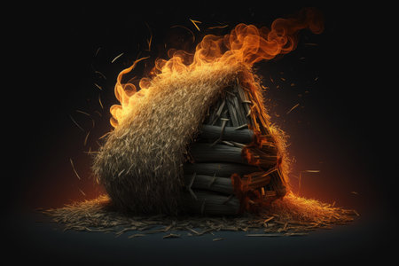 Pile Of Hay That Has Caught On Fireの素材