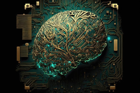 Brain With A Circuit Board, Representing Technologyの素材