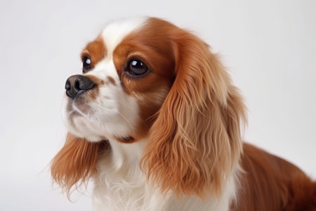Cavalier King Charles Spaniel Dog On White Backgroundの素材