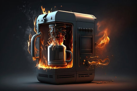Coffee Maker Fire In Modern Apartment Design , Realisticの素材