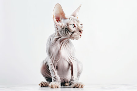 Devon Rex Cat On White Backgroundの素材