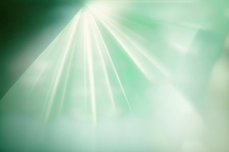 Defocused Mint Green Background With Rays From The Corner Of The Prism Lightの素材