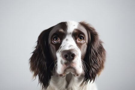 English Springer Spaniel Dog On White Backgroundの素材