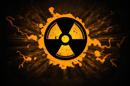 Black And Orange Caution Symbol With Radiationの素材