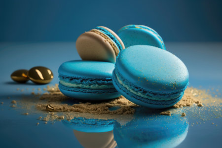 Macaroons On A Blue Backgroundの素材