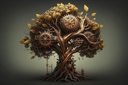 Steampunk Tree Art Futuristic Designの素材