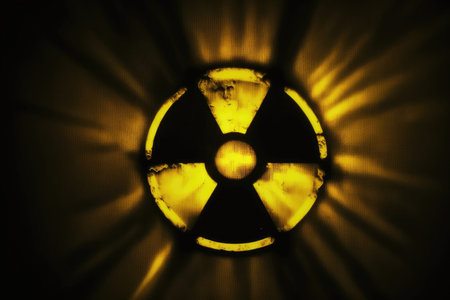 Yellow Radiation Symbol On Black Backgroundの素材