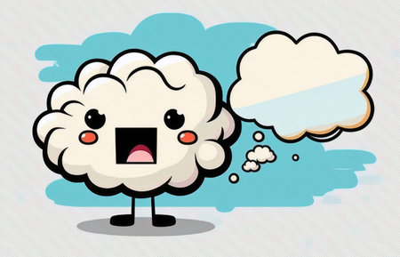 Talking Cloud On White Background, Anime Styleの素材