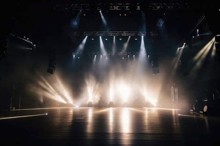 Vivid Spotlights Shine On The Stage With Smokeの素材