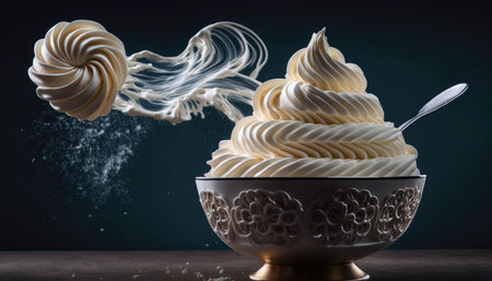 Whipped Cream In A Bowl With A Whisk, Marshmallowの素材