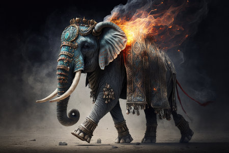 Elephant Running Ornate Ice Fire Headdressの素材