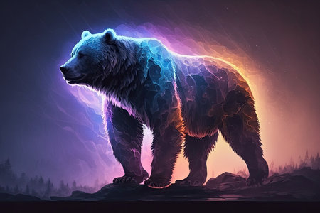 Bear Lion Background Burst Of Light Blue Purpleの素材