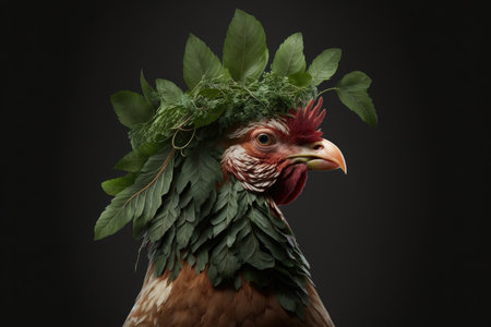 Chicken Leaves On Head Roots On Neckの素材