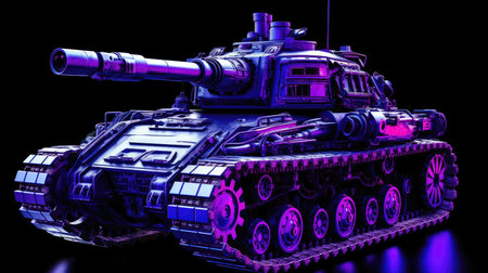 A Tank With A Futuristic Design And Glowing Purple Accentsの素材