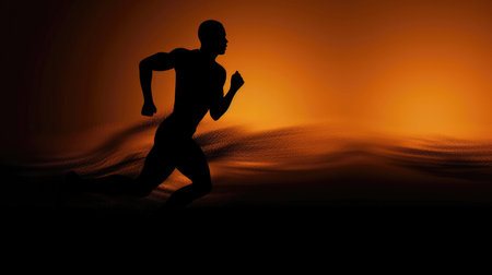 A Silhouette Of A Runner Against A Gradient Backgroundの素材