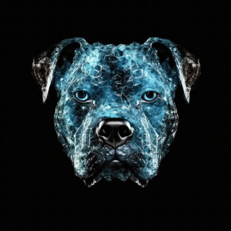 Dog Face Shape In Ice Fire On Black Backgroundの素材