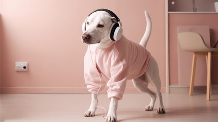 Dog In The Headphones In Dance Classesの素材