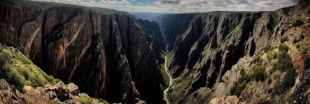 A Treacherous Canyon With Sharp Cliffs Panoramic Backgroundの素材