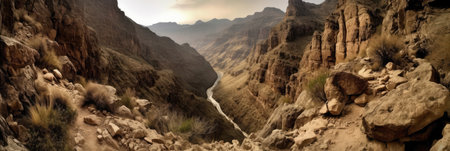 A Treacherous Canyon With Sharp Cliffs Panoramic Backgroundの素材