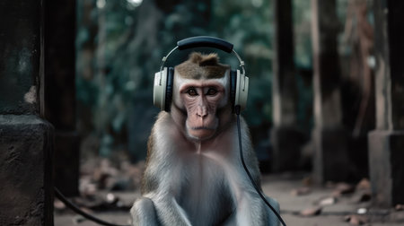 Monkey In The Headphones In Zoo Tripsの素材