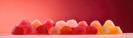 Gumdrops Standing On Gradient White Pink Background Wide Panoramicの素材