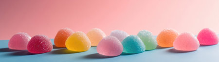 Gumdrops Standing On Gradient White Pink Background Wide Panoramicの素材