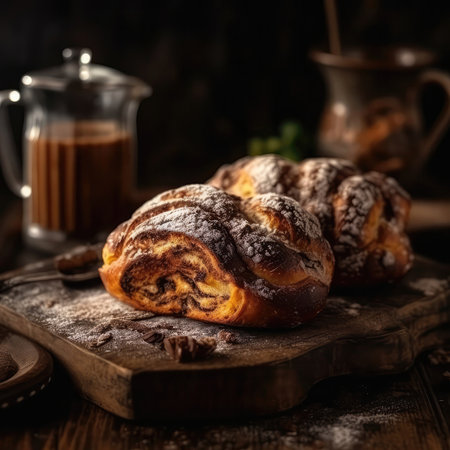 Babka Sweet Bread On Stone In Rustic Pub Ukrainian Dishesの素材