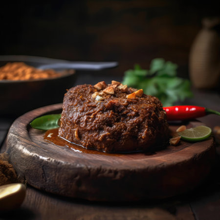Beef Rendang On Stone In Rustic Pubの素材