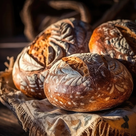 Petrykivka Bread Decorative Bread On Stone In Rustic Pub Ukrainian Dishesの素材
