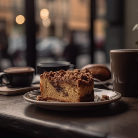 Coffee Cake On Stone In Rustic Pubの素材