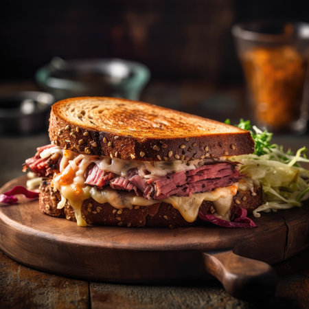 Reuben Sandwich On Stone In Rustic Pubの素材